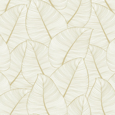 product image for Tropical Metallic Leaf Peel & Stick Wallpaper in Gold 45