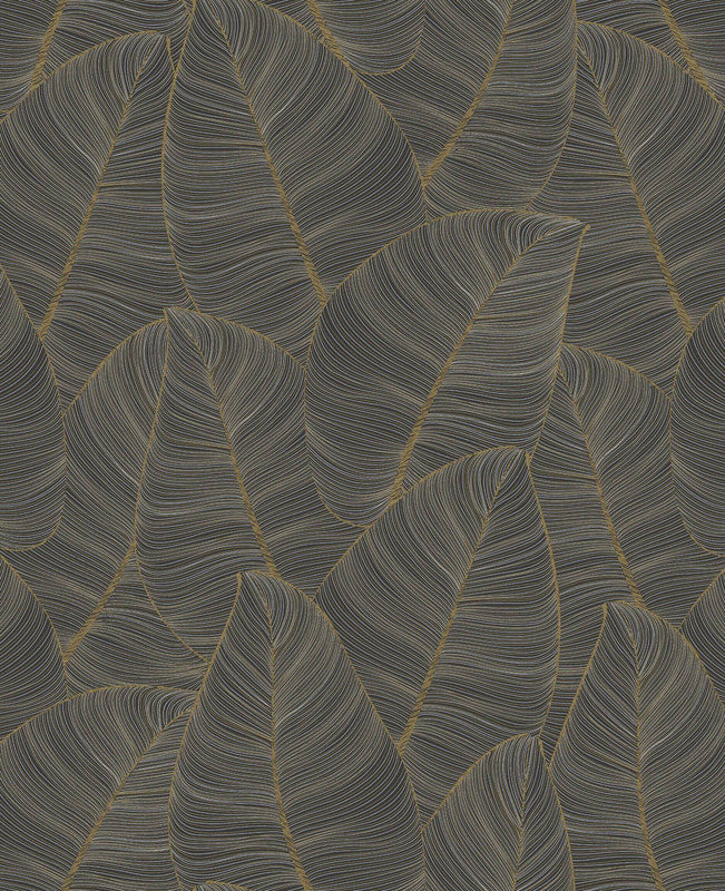 media image for Tropical Metallic Leaf Peel & Stick Wallpaper in Gold & Brown 284