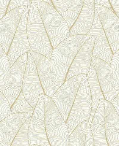 product image for Tropical Metallic Leaf Peel & Stick Wallpaper in Gold 80