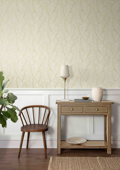 product image for Tropical Metallic Leaf Peel & Stick Wallpaper in Gold 95