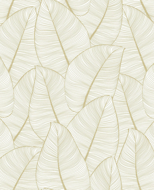 media image for Tropical Metallic Leaf Peel & Stick Wallpaper in Gold 27