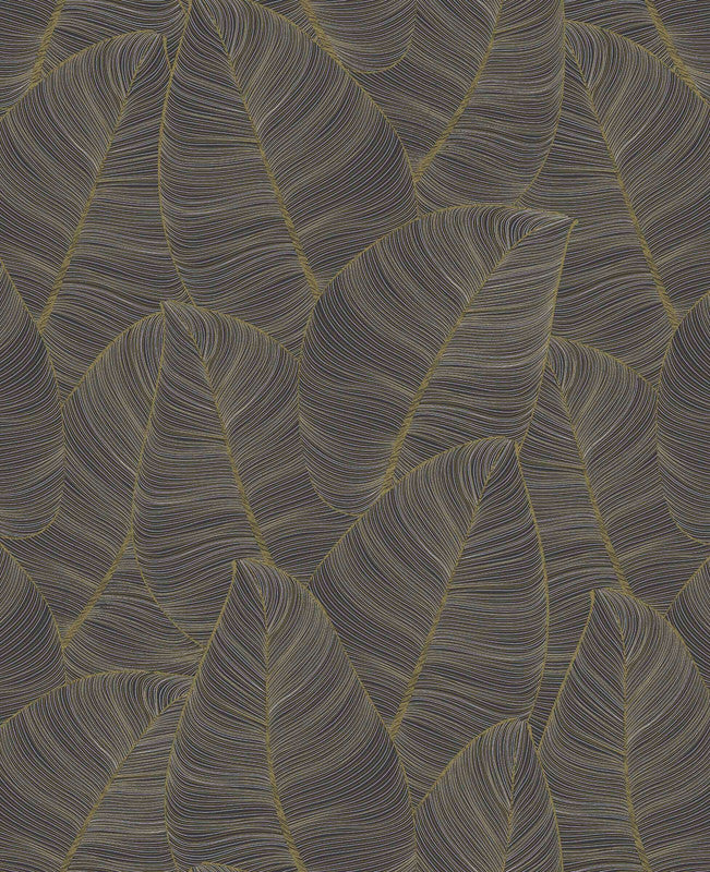 media image for Tropical Metallic Leaf Peel & Stick Wallpaper in Gold & Brown 252