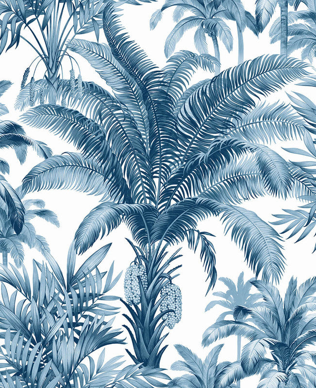 media image for Palm Grove Peel & Stick Wallpaper in Blue & White 284