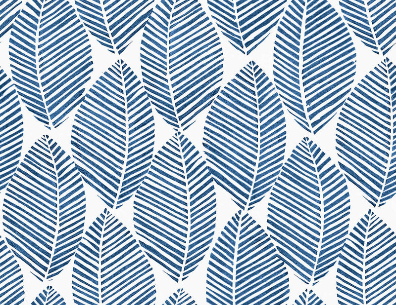 media image for Spot Leaves Peel & Stick Wallpaper in Blue & White 265