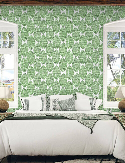 product image for Spot Leaves Peel & Stick Wallpaper in Green & White 33