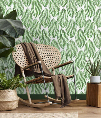 product image for Spot Leaves Peel & Stick Wallpaper in Green & White 68