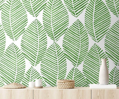 product image for Spot Leaves Peel & Stick Wallpaper in Green & White 66