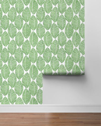 product image for Spot Leaves Peel & Stick Wallpaper in Green & White 29