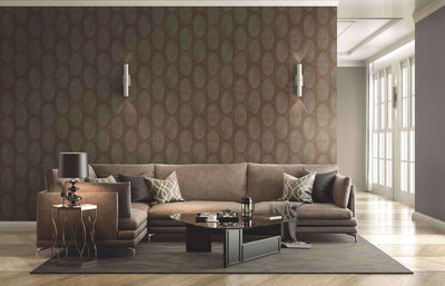 product image for Metallic Circles Wallpaper in Charcoal & Brown 25