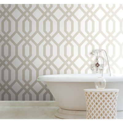 product image for Gazebo Lattice Peel & Stick Wallpaper in Taupe by York Wallcoverings 51