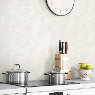 product image for Reclaimed Tin Diamond Peel & Stick Wallpaper in Beige by York Wallcoverings 47