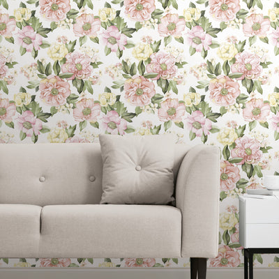 product image for Watercolor Floral Bouquet Peel & Stick Wallpaper in Pink by York Wallcoverings 26