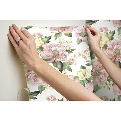 product image for Watercolor Floral Bouquet Peel & Stick Wallpaper in Pink by York Wallcoverings 23