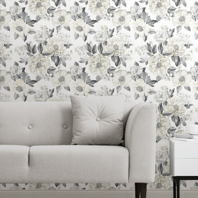 product image for Watercolor Floral Bouquet Peel & Stick Wallpaper in Grey by York Wallcoverings 68