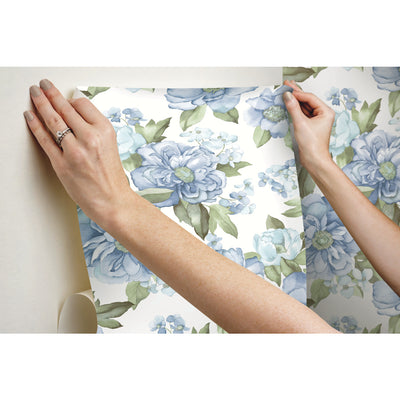 product image for Watercolor Floral Bouquet Peel & Stick Wallpaper in Blue by York Wallcoverings 42