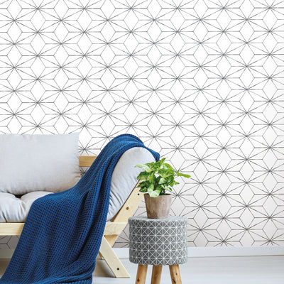 product image for Geo Blockstar Peel & Stick Wallpaper in Black and White by York Wallcoverings 58