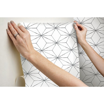 product image for Geo Blockstar Peel & Stick Wallpaper in Black and White by York Wallcoverings 22