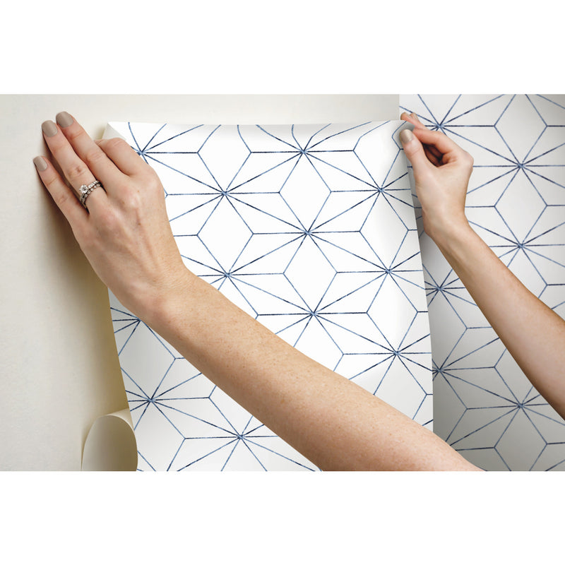 media image for Geo Blockstar Peel & Stick Wallpaper in Blue by York Wallcoverings 288