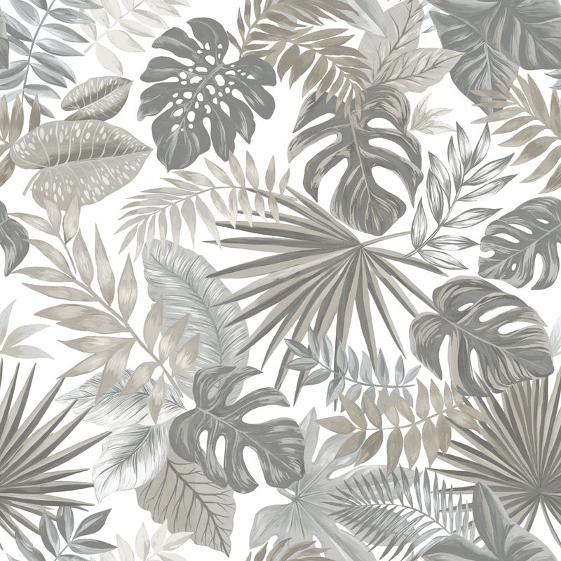 media image for Palm Frond Toss Peel & Stick Wallpaper in Grey by York Wallcoverings 28