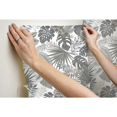 product image for Palm Frond Toss Peel & Stick Wallpaper in Grey by York Wallcoverings 43