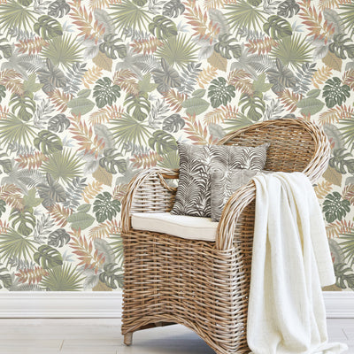 product image for Palm Frond Toss Peel & Stick Wallpaper in Green and Orange by York Wallcoverings 44