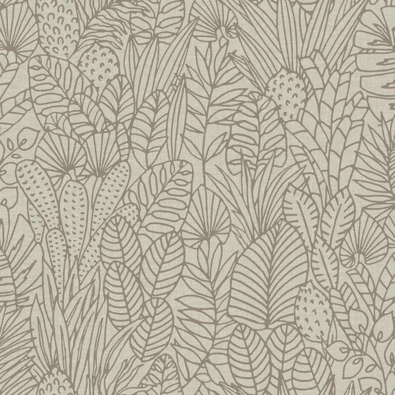 media image for Tropical Leaves Sketch Peel & Stick Wallpaper in Taupe by York Wallcoverings 299