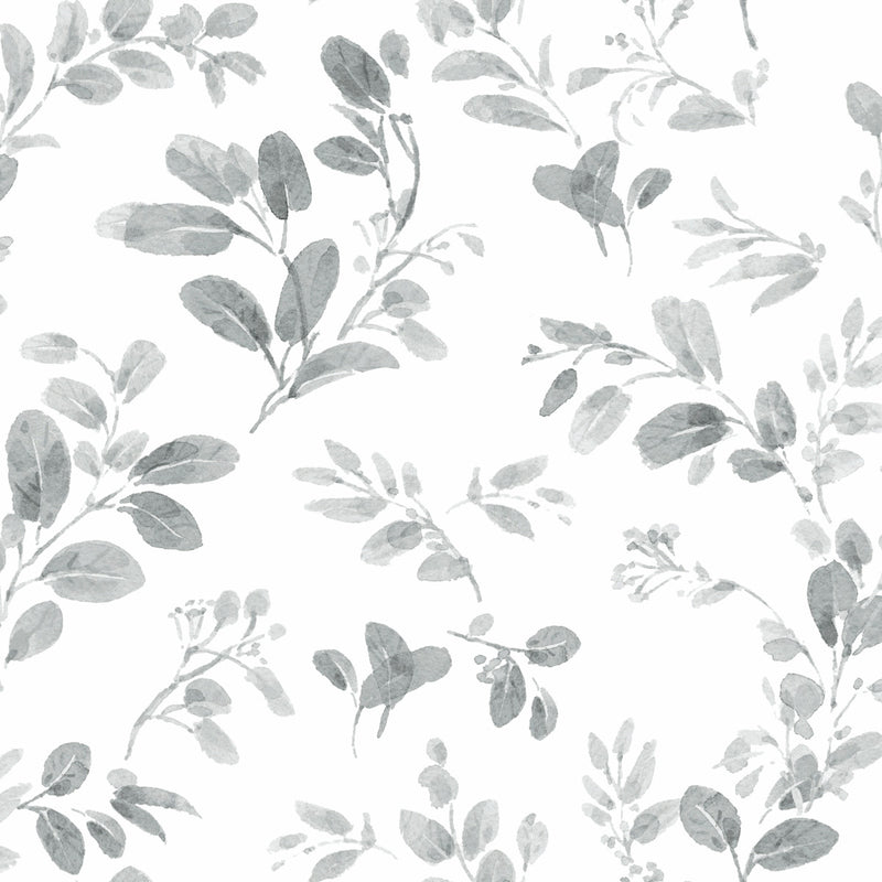 media image for Dancing Leaves Peel & Stick Wallpaper in Grey by York Wallcoverings 285