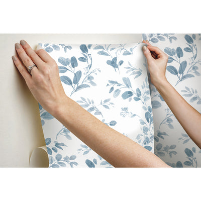 product image for Dancing Leaves Peel & Stick Wallpaper in Blue by York Wallcoverings 10