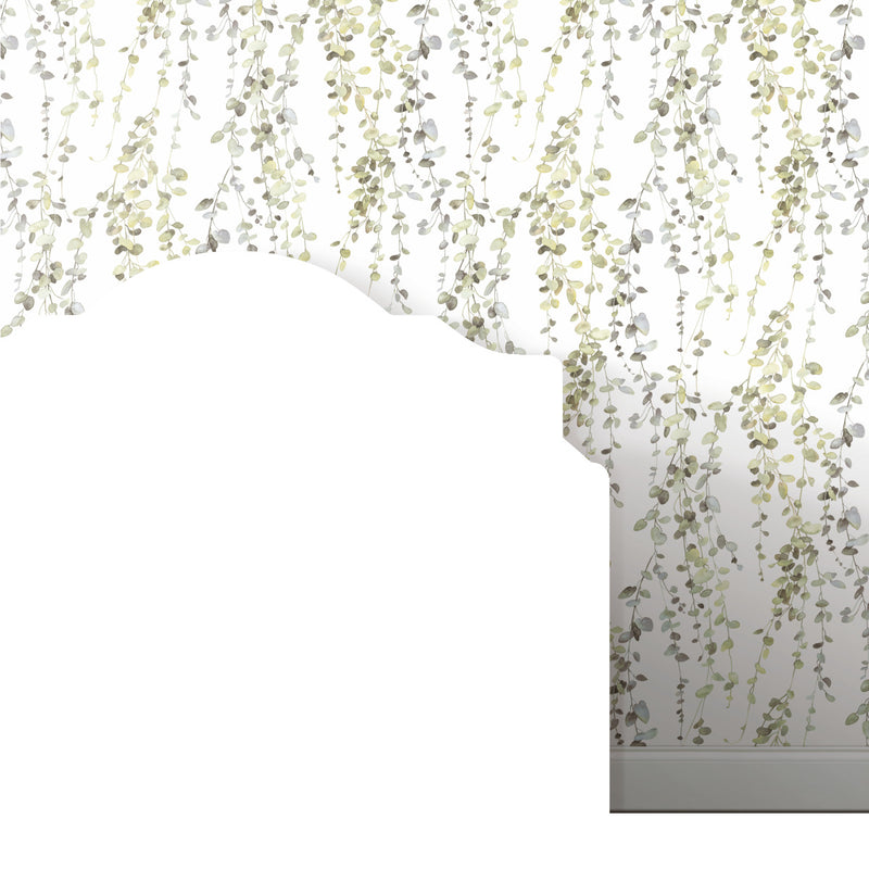 media image for Hanging Watercolor Vines Peel & Stick Wallpaper in Taupe by York Wallcoverings 247