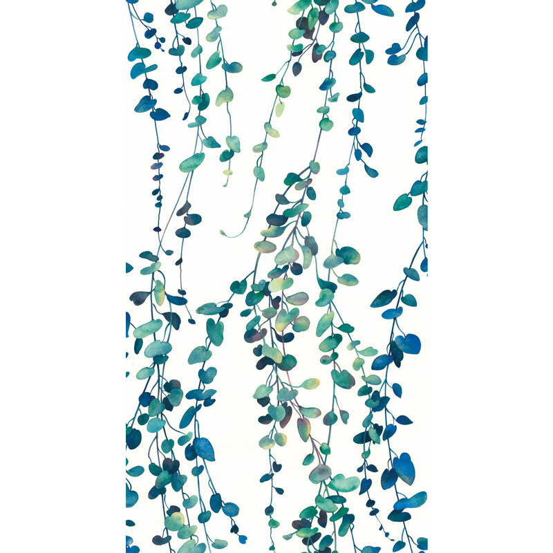 media image for Hanging Watercolor Vines Peel & Stick Wallpaper in Blue by York Wallcoverings 217