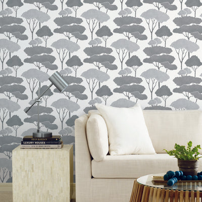 product image for Umbrella Pines Grey Peel & Stick Wallpaper by RoomMates for York Wallcoverings 1