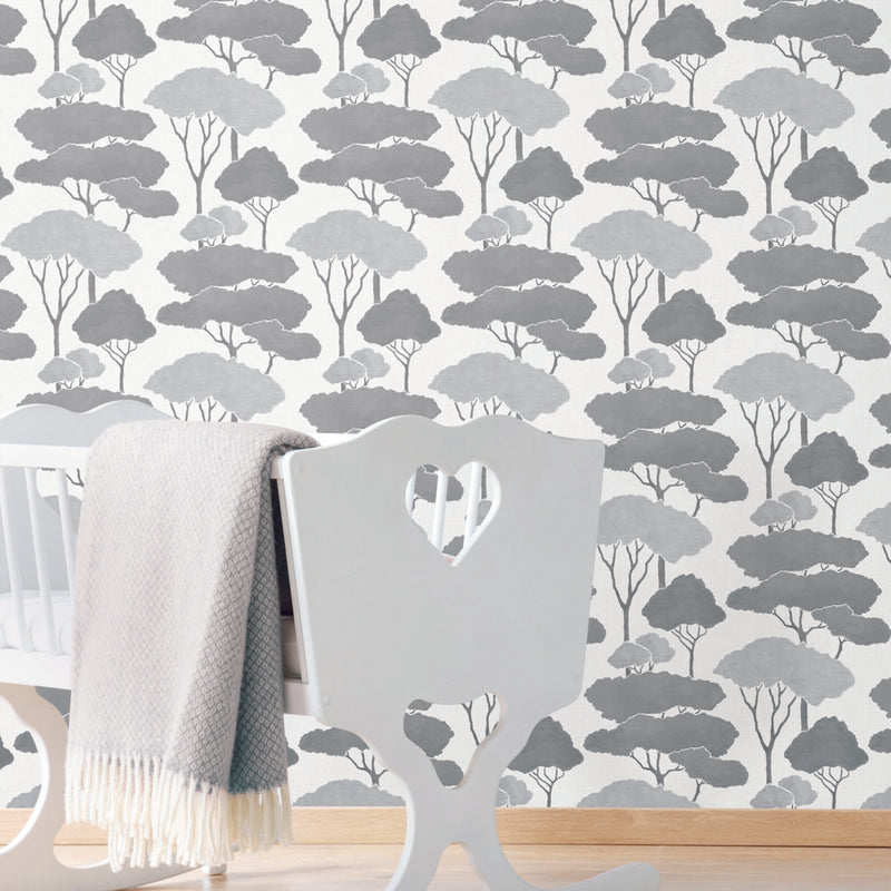 media image for Umbrella Pines Grey Peel & Stick Wallpaper by RoomMates for York Wallcoverings 275