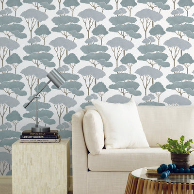 product image for Umbrella Pines Blue Peel & Stick Wallpaper by RoomMates for York Wallcoverings 22