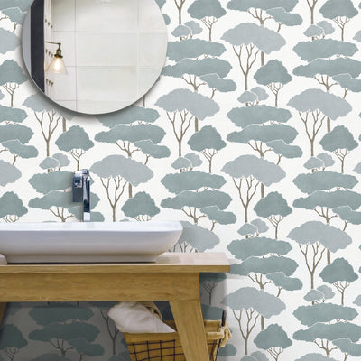 product image for Umbrella Pines Blue Peel & Stick Wallpaper by RoomMates for York Wallcoverings 81