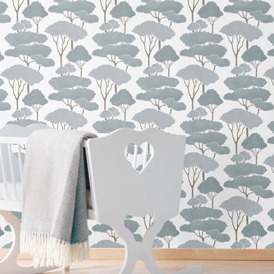 product image for Umbrella Pines Blue Peel & Stick Wallpaper by RoomMates for York Wallcoverings 66