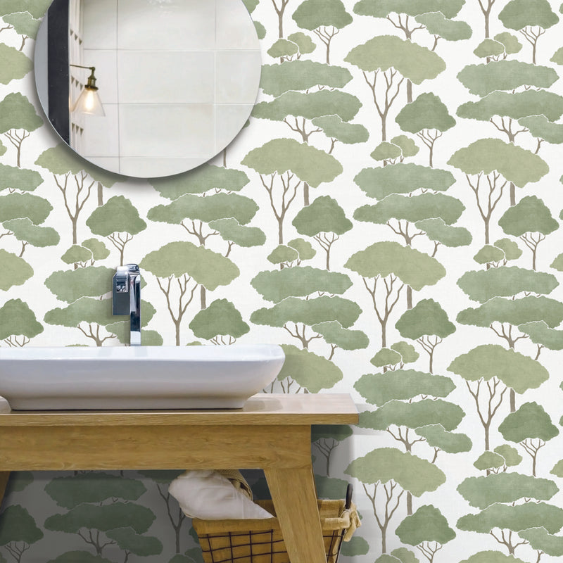 media image for Umbrella Pines Green Peel & Stick Wallpaper by RoomMates for York Wallcoverings 295