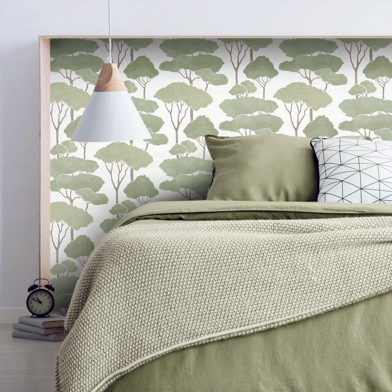 Shop Umbrella Pines Green Peel & Stick Wallpaper | Burke Decor