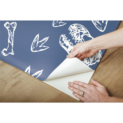 product image for Dinosaur Bones Peel & Stick Wallpaper in Blue by RoomMates 52