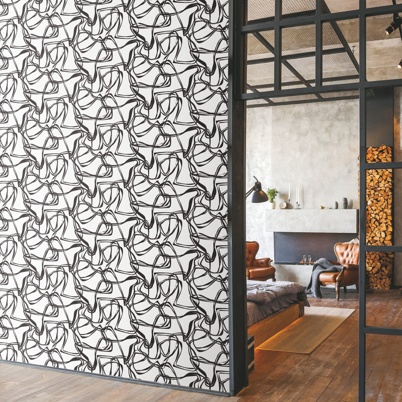 media image for Ribbon Trail Black Peel & Stick Wallpaper by York Wallcoverings 285