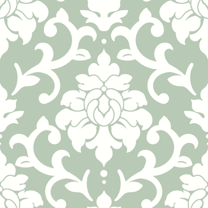 media image for Damask Green Peel & Stick Wallpaper by RoomMates for York Wallcoverings 243