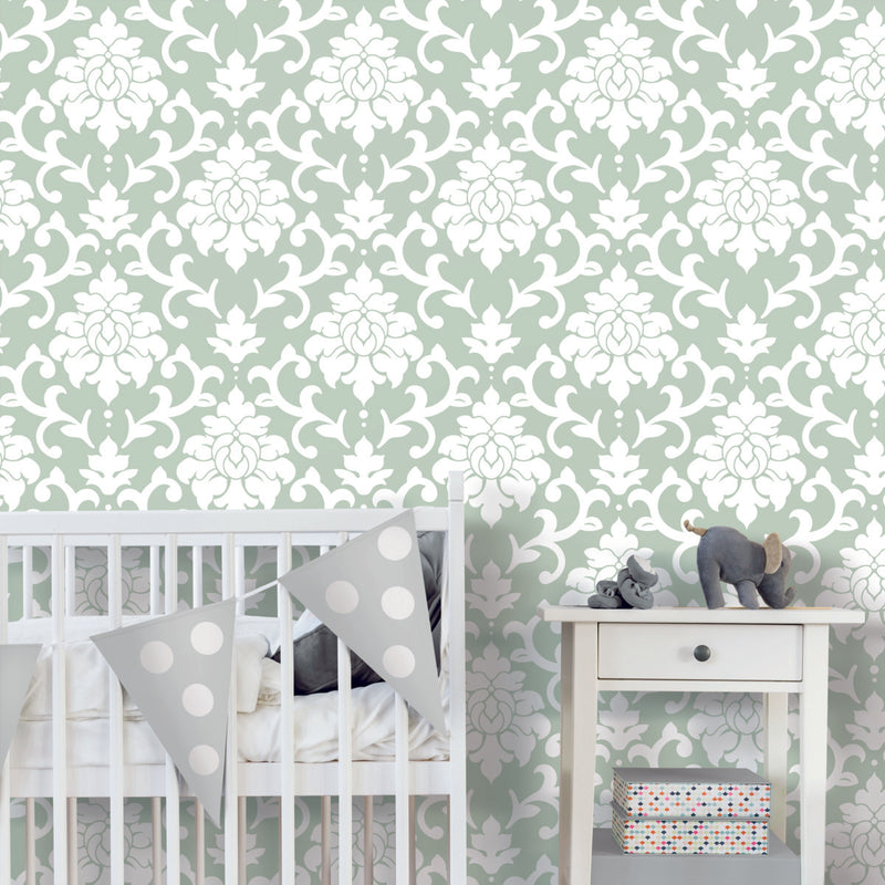 media image for Damask Green Peel & Stick Wallpaper by RoomMates for York Wallcoverings 282