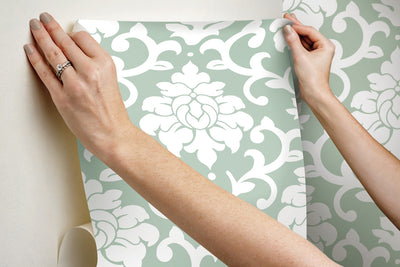 product image for Damask Green Peel & Stick Wallpaper by RoomMates for York Wallcoverings 49