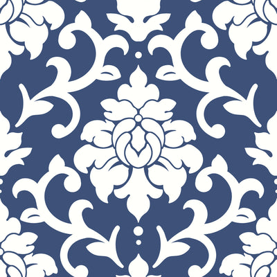 product image of Damask Indigo Peel & Stick Wallpaper by RoomMates for York Wallcoverings 595