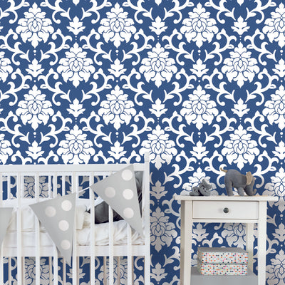 product image for Damask Indigo Peel & Stick Wallpaper by RoomMates for York Wallcoverings 57