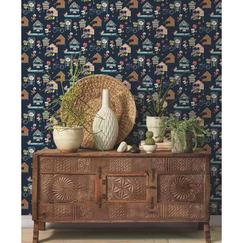 media image for Caribbean Blue Peel & Stick Wallpaper by RoomMates for York Wallcoverings 215