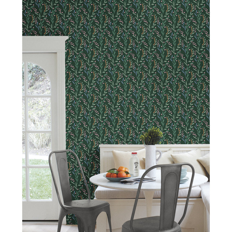 media image for Budding Branches Green Peel & Stick Wallpaper by RoomMates for York Wallcoverings 294