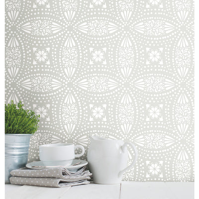 product image for Overlapping Medallions Grey Peel & Stick Wallpaper by RoomMates for York Wallcoverings 86