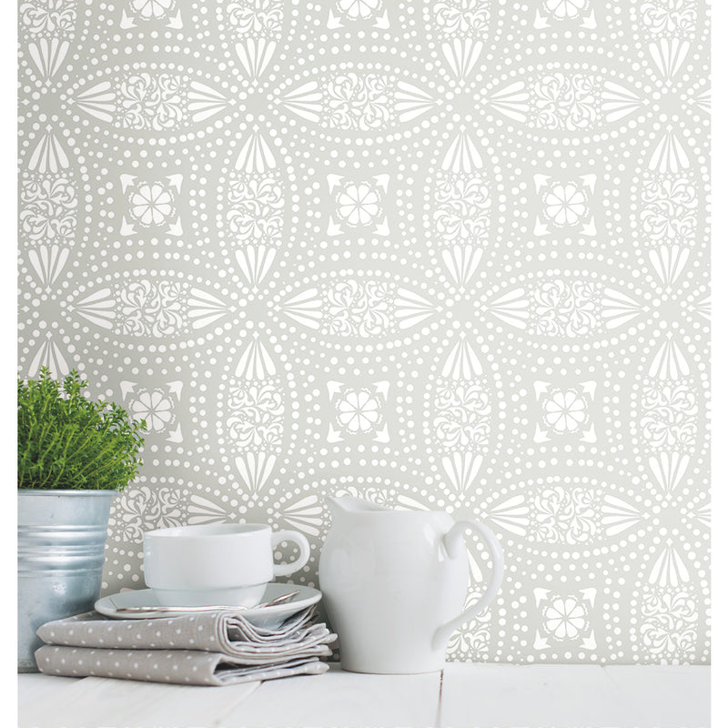 media image for Overlapping Medallions Grey Peel & Stick Wallpaper by RoomMates for York Wallcoverings 253