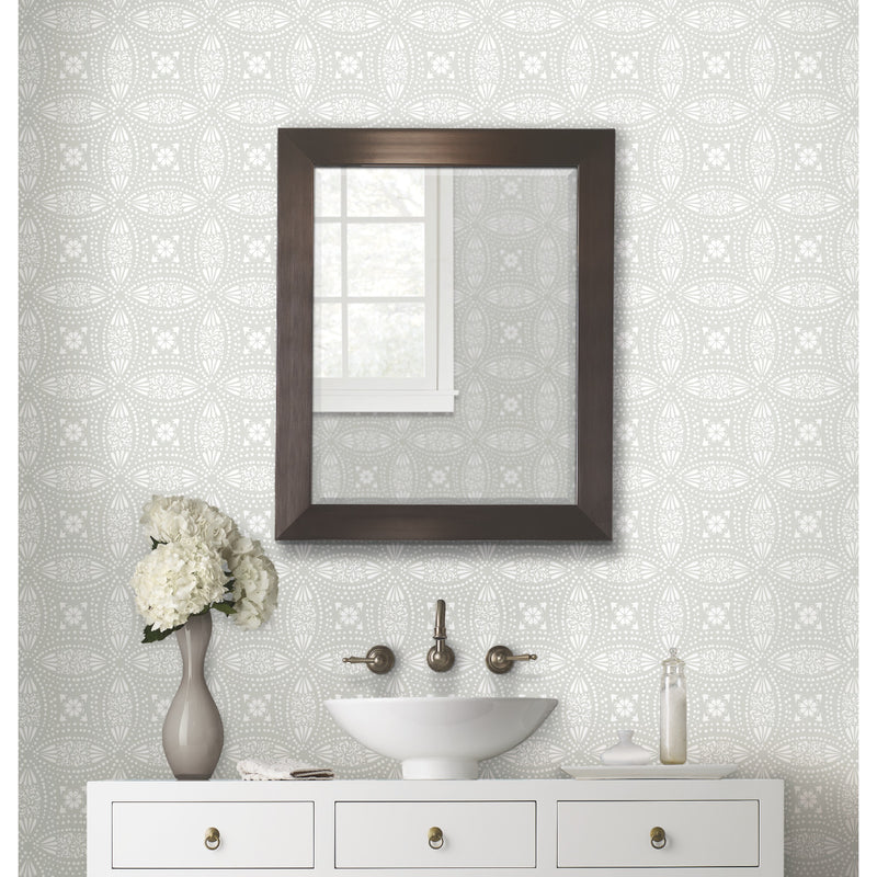 media image for Overlapping Medallions Grey Peel & Stick Wallpaper by RoomMates for York Wallcoverings 238