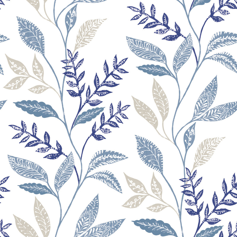 media image for sample cottage vine blue peel and stick wallpaper by roommates for york wallcoverings 1 248